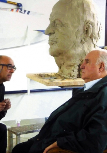 Bundeskanzler a. D. Helmut Kohl und Serge Mangin bei der Zusammenarbeit